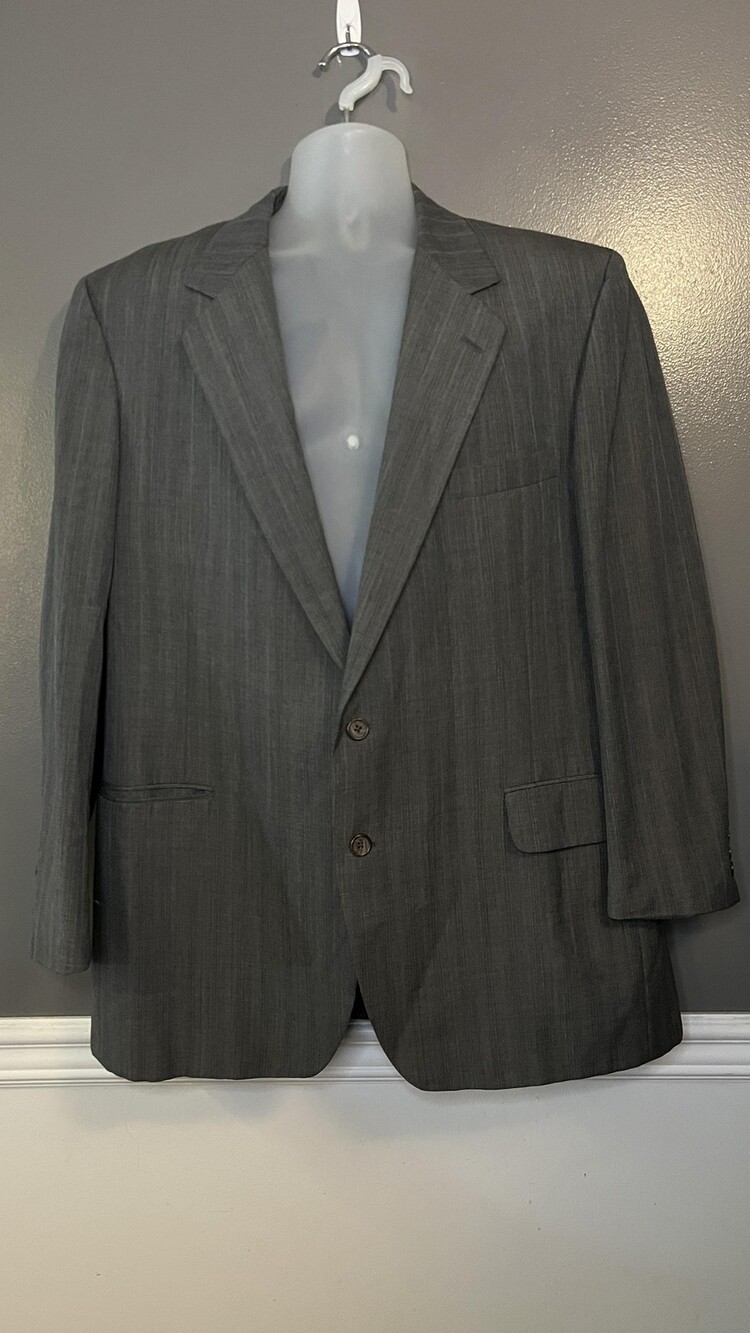 Talbot Jaimes Blazer Mens 48L Gray Pinstripe Two Button Notch Lapel Made in USA